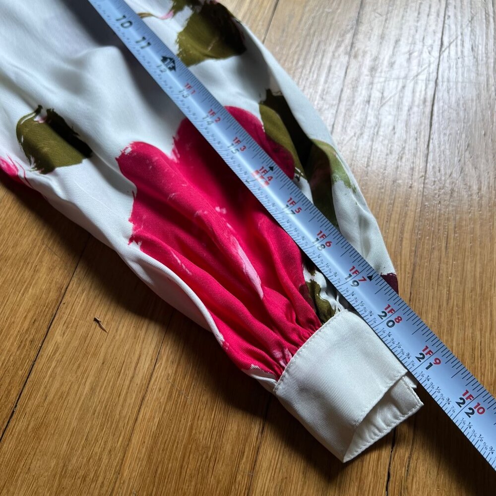 Kate Spade New York Size XXS Red Green Just Rosy Silk Blend Floral Shift Dress - Picture 16 of 16